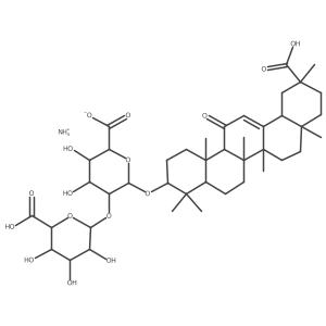 ammonium (2S,3S,4S,5R,6S)-6-{[(3S,4aR,6aR,6bS,8aS,11S,12aR,14aR,14bS)-11-carboxy-4,4,6a,6b,8a,11,14b-heptamethyl-14-oxo-1,2,3,4,4a,5,6,6a,6b,7,8,8a,9,10,11,12,12a,14,14a,14b-icosahydropicen-3-yl]oxy}-5-{[(3R,4S,6S)-6-carboxy-3,4,5-trihydroxyoxan-2-yl]oxy}-3,4-dihydroxyoxane-2-carboxylate结构式