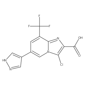 3-Chloro-6-(1H-pyrazol-4-yl)-8-trifluoromethyl-imidazo[1,2-a]pyridine-2-carboxylic acid Structure