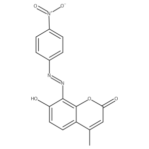 2H-1-Benzopyran-2-one, 7-hydroxy-4-methyl-8-[2-(4-nitrophenyl)diazenyl]-结构式
