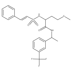 4-Methylsulfanyl-2-[[(E)-2-phenylethenyl]sulfonylamino]-N-[1-[3-(trifluoromethyl)phenyl]ethyl]butanamide结构式