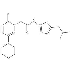 N-[5-(2-methylpropyl)-1,3,4-thiadiazol-2-yl]-2-[6-oxo-3-(thiomorpholin-4-yl)pyridazin-1(6H)-yl]acetamide结构式