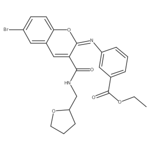 ethyl 3-({(2Z)-6-bromo-3-[(tetrahydrofuran-2-ylmethyl)carbamoyl]-2H-chromen-2-ylidene}amino)benzoate Structure
