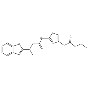 Ethyl 2-(2-(2-(benzo[d]thiazol-2-yl(methyl)amino)acetamido)thiazol-4-yl)acetate结构式