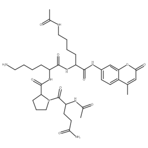 N2-acetyl-L-glutaminyl-L-prolyl-L-lysyl-N6-acetyl-N-(4-methyl-2-oxo-2H-1-benzopyran-7-yl)-L-lysinamide Structure