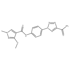 2-(4-(3-methoxy-1-methyl-1H-pyrazole-4-carboxamido)phenyl)-2H-tetrazole-5-carboxamide结构式