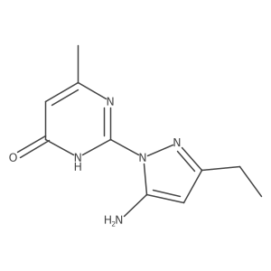 2-(5-Amino-3-ethyl-1H-pyrazol-1-yl)-6-methylpyrimidin-4(3H)-one Structure