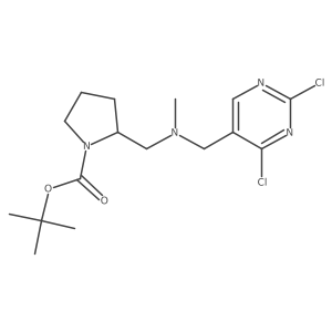 tert-Butyl 2-((((2,4-dichloropyrimidin-5-yl)methyl)(methyl)amino)methyl)pyrrolidine-1-carboxylate结构式