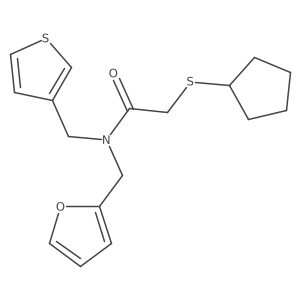 2-(cyclopentylthio)-N-(furan-2-ylmethyl)-N-(thiophen-3-ylmethyl)acetamide Structure