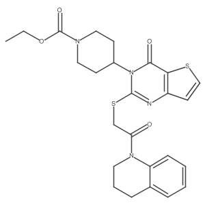 ethyl 4-(2-((2-(3,4-dihydroquinolin-1(2H)-yl)-2-oxoethyl)thio)-4-oxothieno[3,2-d]pyrimidin-3(4H)-yl)piperidine-1-carboxylate Structure