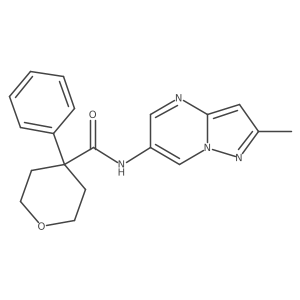 N-(2-methylpyrazolo[1,5-a]pyrimidin-6-yl)-4-phenyltetrahydro-2H-pyran-4-carboxamide结构式