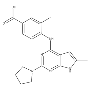 Benzoic acid, 3-methyl-4-[[6-methyl-2-(1-pyrrolidinyl)-7H-pyrrolo[2,3-d]pyrimidin-4-yl]amino]-结构式