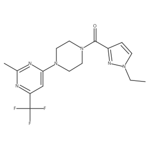 (1-ethyl-1H-pyrazol-3-yl)(4-(2-methyl-6-(trifluoromethyl)pyrimidin-4-yl)piperazin-1-yl)methanone Structure