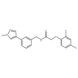 2-(2,4-dichlorophenoxy)-N-((5-(1-methyl-1H-pyrazol-4-yl)pyridin-3-yl)methyl)acetamide结构式