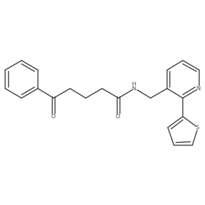 5-oxo-5-phenyl-N-((2-(thiophen-2-yl)pyridin-3-yl)methyl)pentanamide结构式