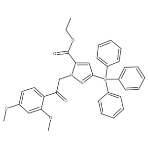 Ethyl 2-[2-(2,4-dimethoxyphenyl)-2-oxoethyl]-5-triphenylsilylpyrazole-3-carboxylate结构式