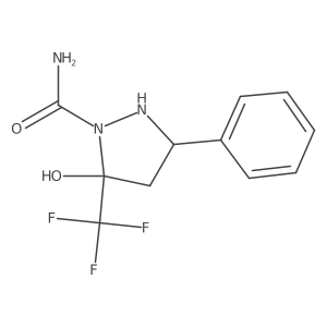 5-Hydroxy-3-phenyl-5-(trifluoromethyl)-1-pyrazolidinecarboxamide结构式