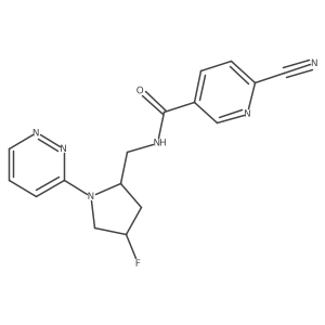6-cyano-N-{[(2S,4S)-4-fluoro-1-(pyridazin-3-yl)pyrrolidin-2-yl]methyl}pyridine-3-carboxamide结构式