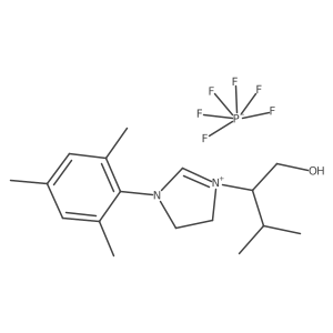 3-Methyl-2-[3-(2,4,6-trimethylphenyl)-4,5-dihydroimidazol-1-ium-1-yl]butan-1-ol;hexafluorophosphate Structure