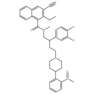 3-cyano-N-[(2S)-2-(3,4-dichlorophenyl)-4-[4-(2-methylsulfinylphenyl)piperidin-1-yl]butyl]-2-ethyl-N-methylnaphthalene-1-carboxamide结构式