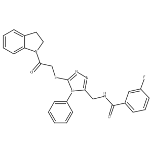 3-fluoro-N-((5-((2-(indolin-1-yl)-2-oxoethyl)thio)-4-phenyl-4H-1,2,4-triazol-3-yl)methyl)benzamide Structure