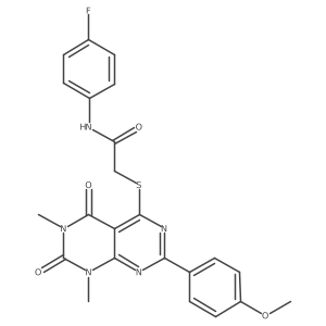 N-(4-fluorophenyl)-2-((2-(4-methoxyphenyl)-6,8-dimethyl-5,7-dioxo-5,6,7,8-tetrahydropyrimido[4,5-d]pyrimidin-4-yl)thio)acetamide Structure