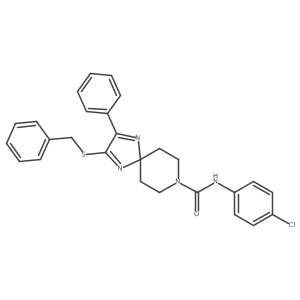 2-(benzylthio)-N-(4-chlorophenyl)-3-phenyl-1,4,8-triazaspiro[4.5]deca-1,3-diene-8-carboxamide结构式