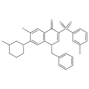 1-benzyl-3-[(3-chlorophenyl)sulfonyl]-6-fluoro-7-(3-methylpiperidin-1-yl)quinolin-4(1H)-one Structure