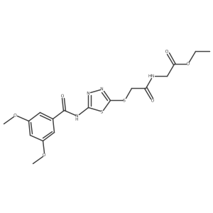 Ethyl 2-(2-((5-(3,5-dimethoxybenzamido)-1,3,4-thiadiazol-2-yl)thio)acetamido)acetate Structure