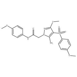 2-(5-amino-4-((4-methoxyphenyl)sulfonyl)-3-(methylthio)-1H-pyrazol-1-yl)-N-(4-methoxyphenyl)acetamide结构式