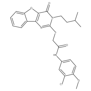 N-(3-chloro-4-methoxyphenyl)-2-{[3-(3-methylbutyl)-4-oxo-3,4-dihydro[1]benzofuro[3,2-d]pyrimidin-2-yl]sulfanyl}acetamide结构式