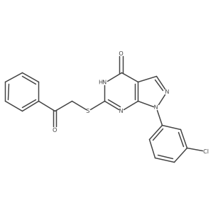 2-((1-(3-chlorophenyl)-4-hydroxy-1H-pyrazolo[3,4-d]pyrimidin-6-yl)thio)-1-phenylethanone Structure