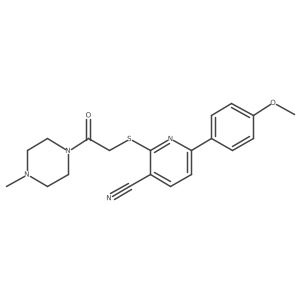 6-(4-Methoxyphenyl)-2-((2-(4-methylpiperazin-1-yl)-2-oxoethyl)thio)nicotinonitrile结构式