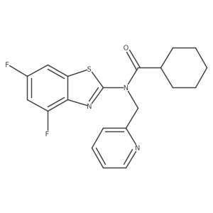 N-(4,6-difluorobenzo[d]thiazol-2-yl)-N-(pyridin-2-ylmethyl)cyclohexanecarboxamide结构式