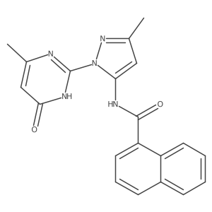 N-(3-methyl-1-(4-methyl-6-oxo-1,6-dihydropyrimidin-2-yl)-1H-pyrazol-5-yl)-1-naphthamide结构式