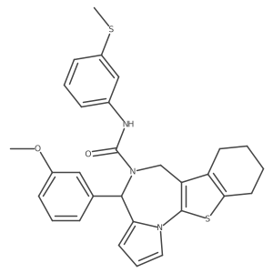 4-(3-Methoxyphenyl)-N-[3-(methylsulfanyl)phenyl]-7,8,9,10-tetrahydro-4H-[1]benzothieno[3,2-F]pyrrolo[1,2-A][1,4]diazepine-5(6H)-carboxamide结构式