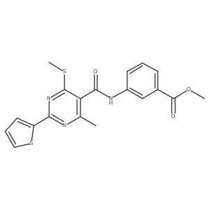 Methyl 3-[4-methyl-6-(methylsulfanyl)-2-(thiophen-2-yl)pyrimidine-5-amido]benzoate结构式