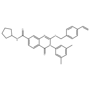 N-cyclopentyl-3-(3,5-dimethylphenyl)-4-oxo-2-((4-vinylbenzyl)thio)-3,4-dihydroquinazoline-7-carboxamide结构式