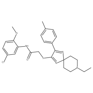 N-(5-chloro-2-methoxyphenyl)-2-((8-ethyl-3-(p-tolyl)-1,4,8-triazaspiro[4.5]deca-1,3-dien-2-yl)thio)acetamide Structure