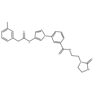3-Methyl-N-[1-[3-[[[2-(2-oxo-1-imidazolidinyl)ethyl]amino]carbonyl]phenyl]-1H-pyrazol-4-yl]benzeneacetamide结构式