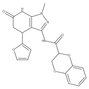 N-(4-(furan-2-yl)-1-methyl-6-oxo-4,5,6,7-tetrahydro-1H-pyrazolo[3,4-b]pyridin-3-yl)-2,3-dihydrobenzo[b][1,4]dioxine-2-carboxamide结构式
