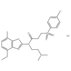3-((4-chlorophenyl)sulfonyl)-N-(2-(dimethylamino)ethyl)-N-(4-methoxy-7-methylbenzo[d]thiazol-2-yl)propanamide hydrochloride结构式