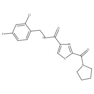 N-(2-chloro-4-fluorobenzyl)-2-(pyrrolidine-1-carbonyl)thiazole-4-carboxamide Structure