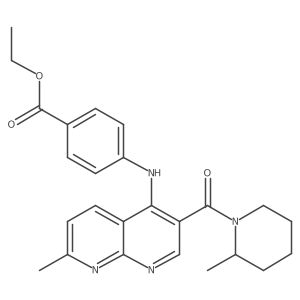 Ethyl 4-{[7-methyl-3-(2-methylpiperidine-1-carbonyl)-1,8-naphthyridin-4-yl]amino}benzoate结构式