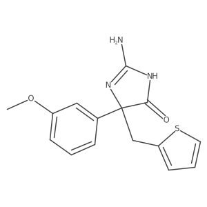 2-Amino-5-(3-methoxyphenyl)-5-(thiophen-2-ylmethyl)-4,5-dihydro-1H-imidazol-4-one结构式