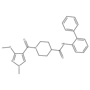 N-([1,1'-biphenyl]-2-yl)-1-(3-methoxy-1-methyl-1H-pyrazole-4-carbonyl)piperidine-4-carboxamide结构式