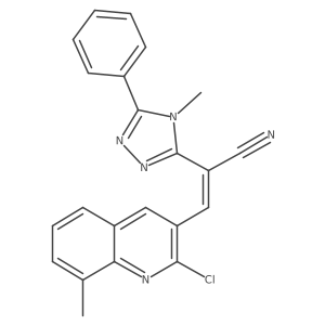(E)-3-(2-Chloro-8-methylquinolin-3-yl)-2-(4-methyl-5-phenyl-1,2,4-triazol-3-yl)prop-2-enenitrile结构式