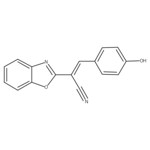 (2E)-2-(1,3-benzoxazol-2-yl)-3-(4-hydroxyphenyl)prop-2-enenitrile结构式