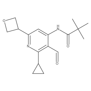 N-(2-cyclopropyl-3-formyl-6-(oxetan-3-yl)pyridin-4-yl)-2,2-dimethylpropanamide结构式