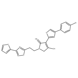 4-[4-(4-bromophenyl)-1,3-thiazol-2-yl]-1-{2-[3-(furan-2-yl)-1,2,4-oxadiazol-5-yl]ethyl}-5-imino-2,5-dihydro-1H-pyrrol-3-ol结构式