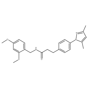 N-(2,4-dimethoxybenzyl)-3-(4-(3,5-dimethyl-1H-pyrazol-1-yl)phenyl)propanamide结构式